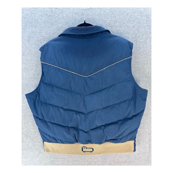 Vintage Woolrich Men's sz L/XL Goose Down Puffer Vest Snap Closure 80s 90s Navy - Picture 3 of 7